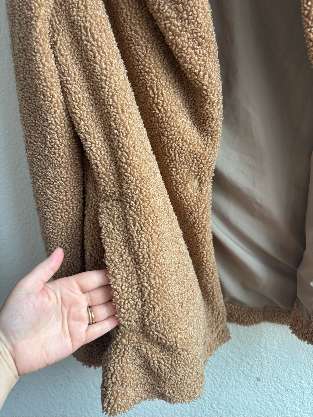 Sanctuary Cozy Teddy Shawl Collar Jacket Camel Tan Medium - Picture 2 of 8